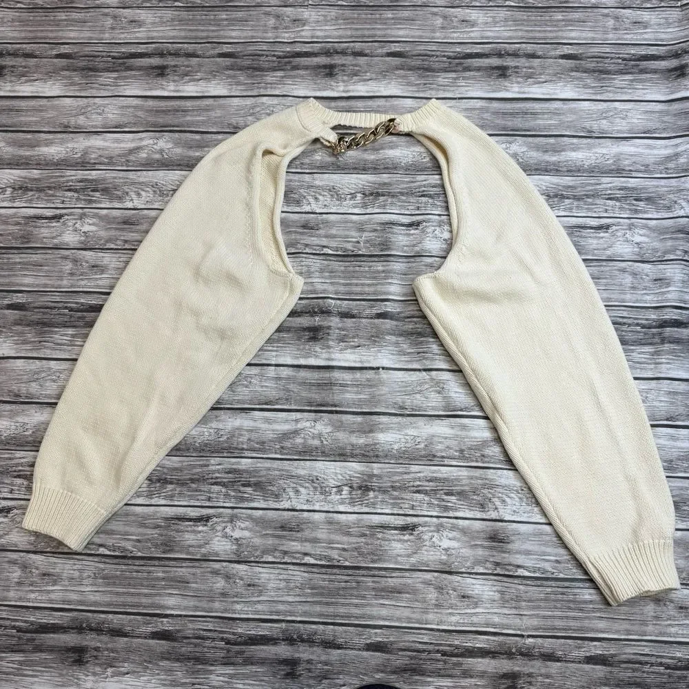Bubish Women's Ava Bolero Shrug One Size Ivory Knit REVOLVE Chain Neck